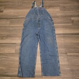 Vtg Overalls Dickies Dungarees Adult 40x30 Pants Denim Bib Workwear Carpenters